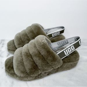UGG Fluffy Gray Slippers